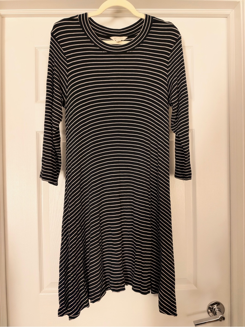 American Eagle Outfitters Black and White Striped Long-Sleeve Dress